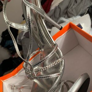 Silver high heels
